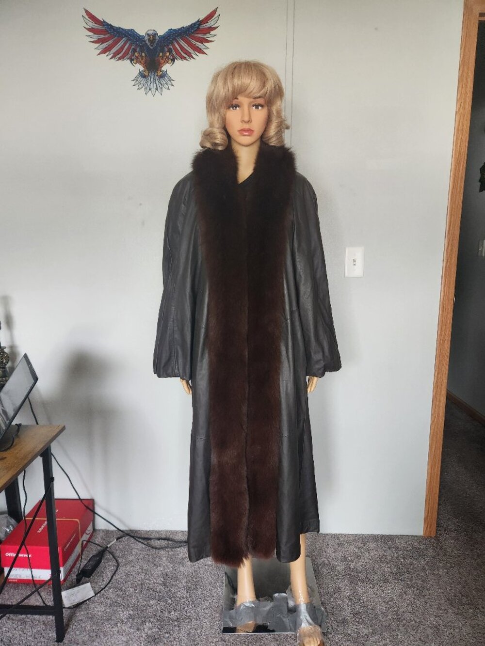 #803 Leather/fox fur coat